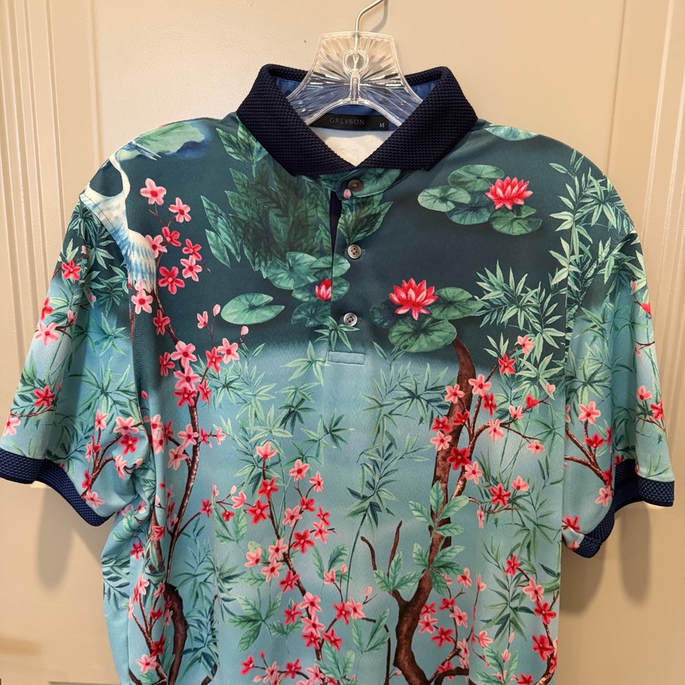 Greyson Men’s Gold Polo Magic Garden Size Medium - Picture 3 of 5